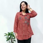 stripes short kurti rust