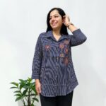 Stripes short kurti blue
